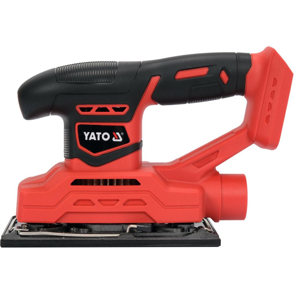 Yato akkutasohiomakone 18V 90 x 187 mm – sivukuva ja pölynpoistoaukko