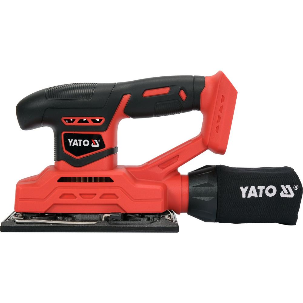 Yato akkutasohiomakone 18V 90 x 187 mm – sivukuva pölypussilla