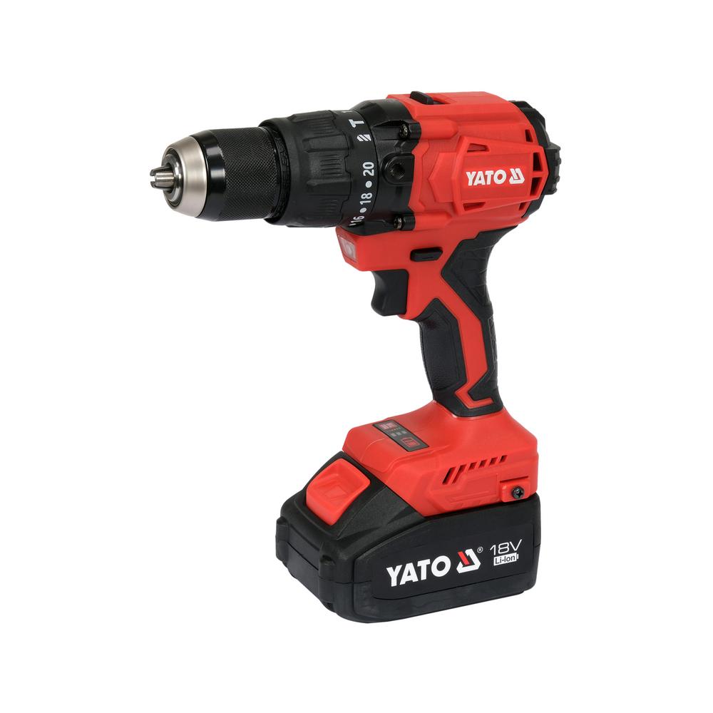 Yato akkuiskuporakone 120 Nm 4 Ah – viistosti edestä, 13 mm istukka