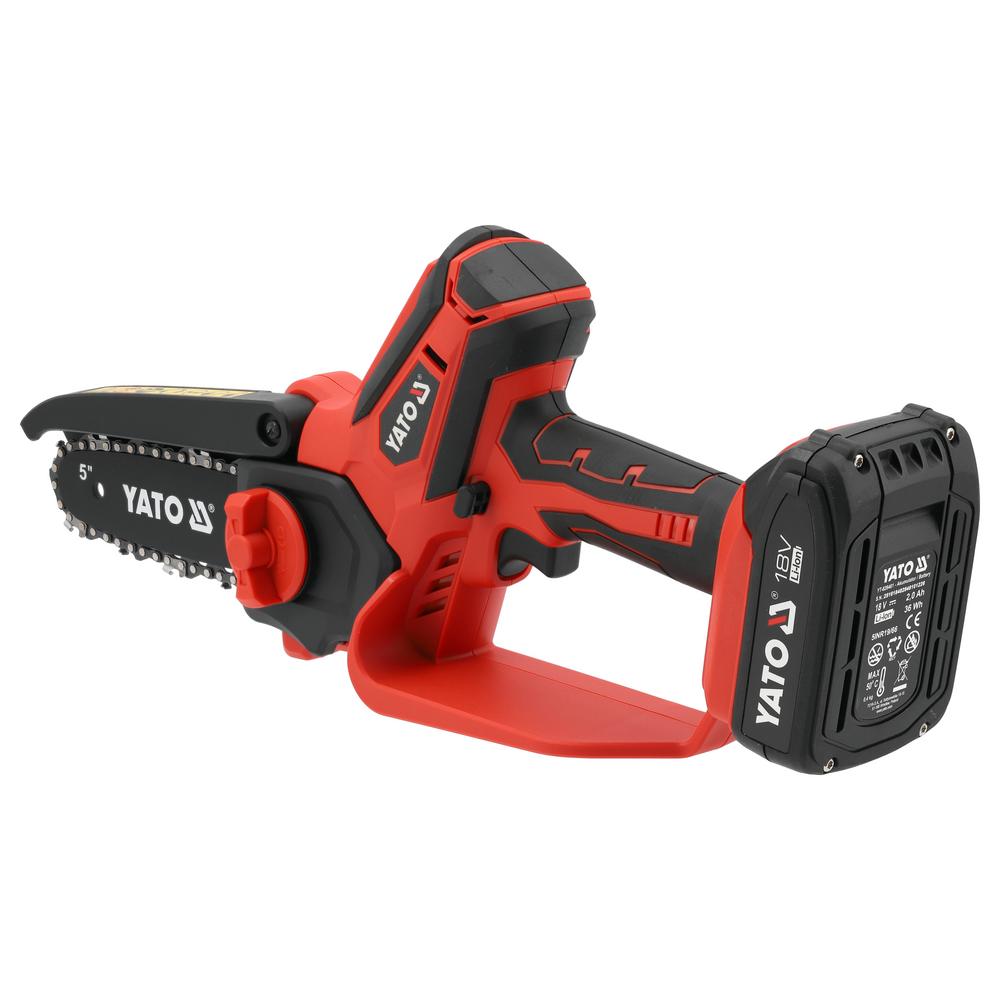 Yato akkuoksasaha 6" 18V 2 Ah – takaviistosta, akku