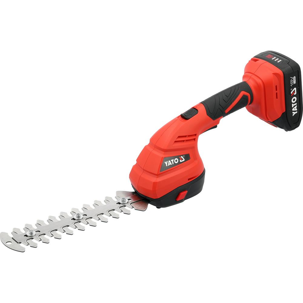 Yato pensassakset 1300 rpm 2 Ah, pensasterällä ja akulla vinosta