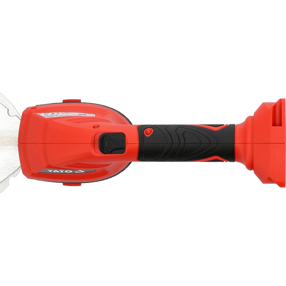 Yato pensassakset 1300 rpm 2 Ah, kahva ja virtakytkin ylhäältä