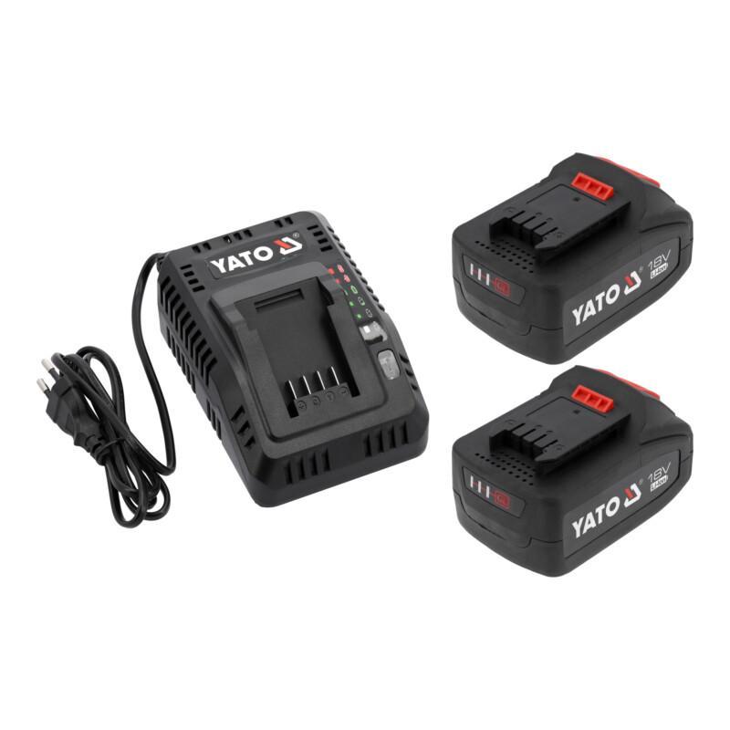 Yato akku- ja laturisarja 18V kaksi 4,0 Ah akkua ja laturi