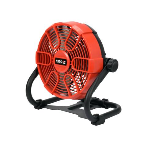 Yato akkutuuletin 18V / 240V 230 mm viistokuva edestä