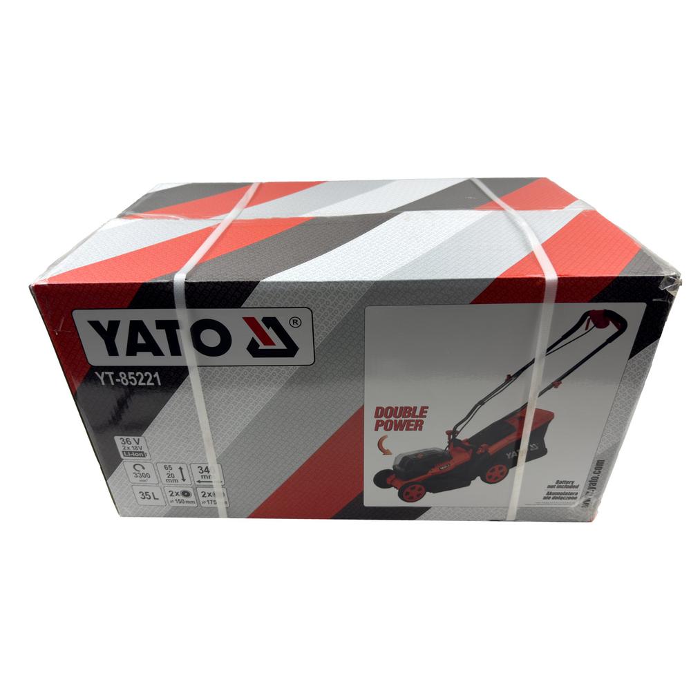 Yato Akkuruohonleikkuri 2 x 18V 34 cm runko pakkauksessa
