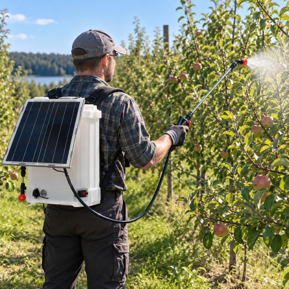 Yato akkureppuruisku 12V aurinkopaneelilla AI Kuvituskuva