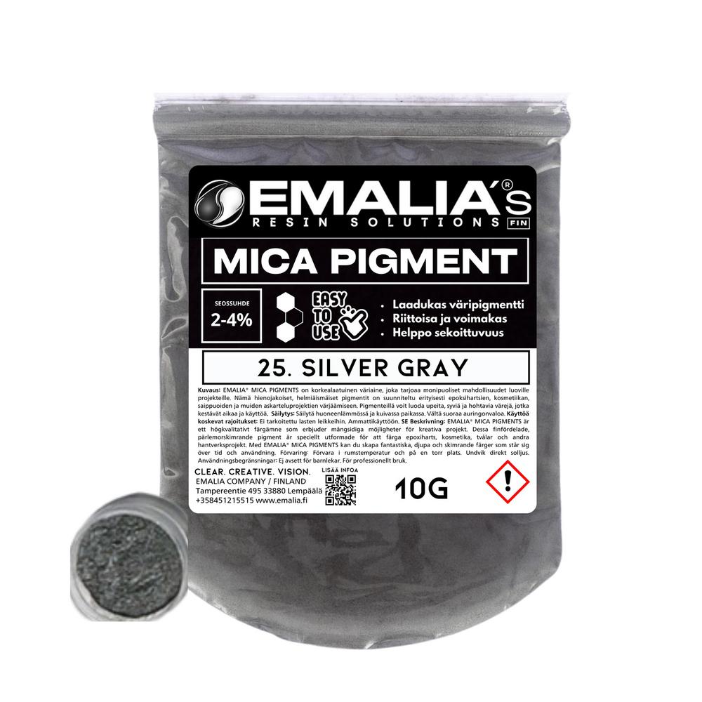 Emalia Mica väripigmentti 10g hopean harmaa