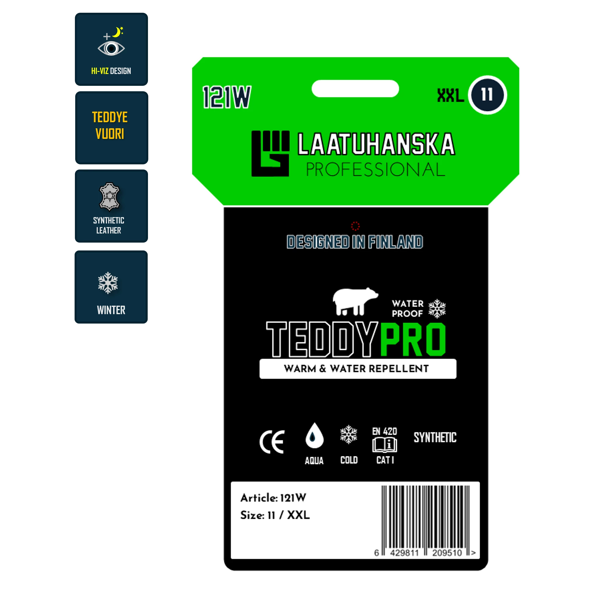 Laatu talvityöhanska Teddy Pro pakkaus